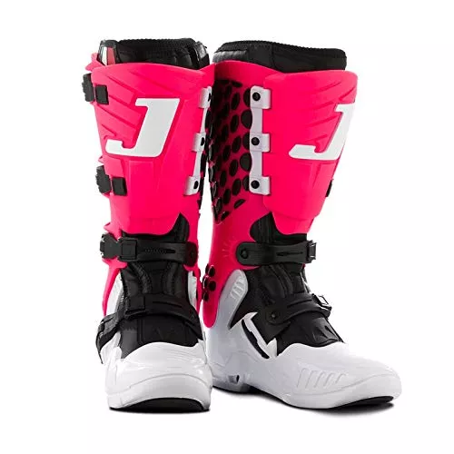 Bota Motocross Articulada Jett Hi-vis Branca/rosa 43