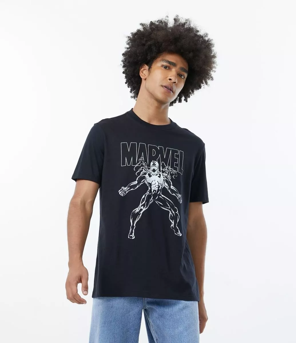 Camiseta Regular Com Estampa Venom Brilha No Escuro Preto
