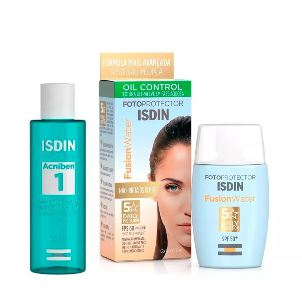 Kit Isdin Acniben Sabonete Liquido De Limpeza Facial 150ml + Isdin Fusion Water 30ml nico