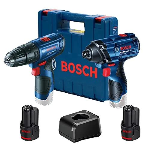 Bosch Kit Parafusadeira Furadeira Gsb 120-li E Chave De Impacto Gdr 120-li 12v Com 1 Carregador 2 Baterias E 1 Maleta