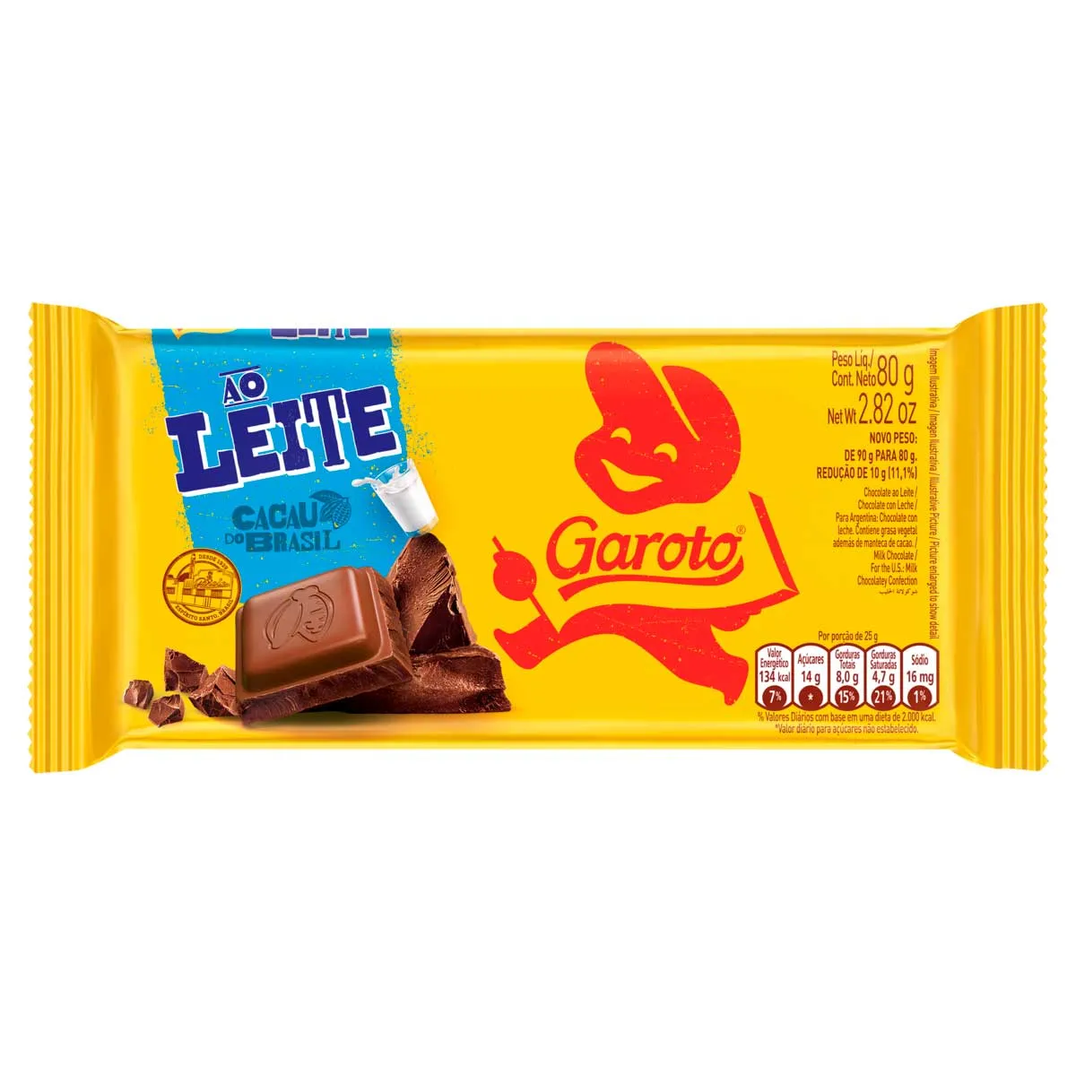 Chocolate Ao Leite Garoto Tablete 80g