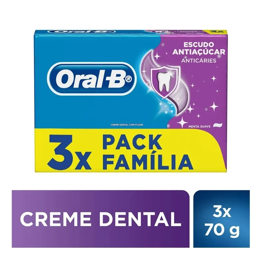 Kit Creme Dental Oral-b Escudo Antiacar 70g Kit Com 3 Unidades