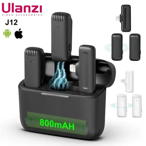 Ulanzi-j12 Sistema De Microfone Sem Fio Lavalier, udio, Vdeo, Gravao De Voz, Iphone, Android, Celular, Laptop, Pc, Ao Vivo