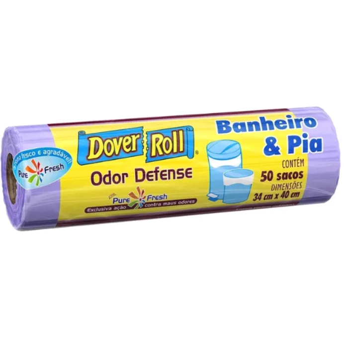 Dover-roll Odor Defense Banheiro & Pia Lils, Rolo Com 50 Sacos Para Lixo Pure Fresh