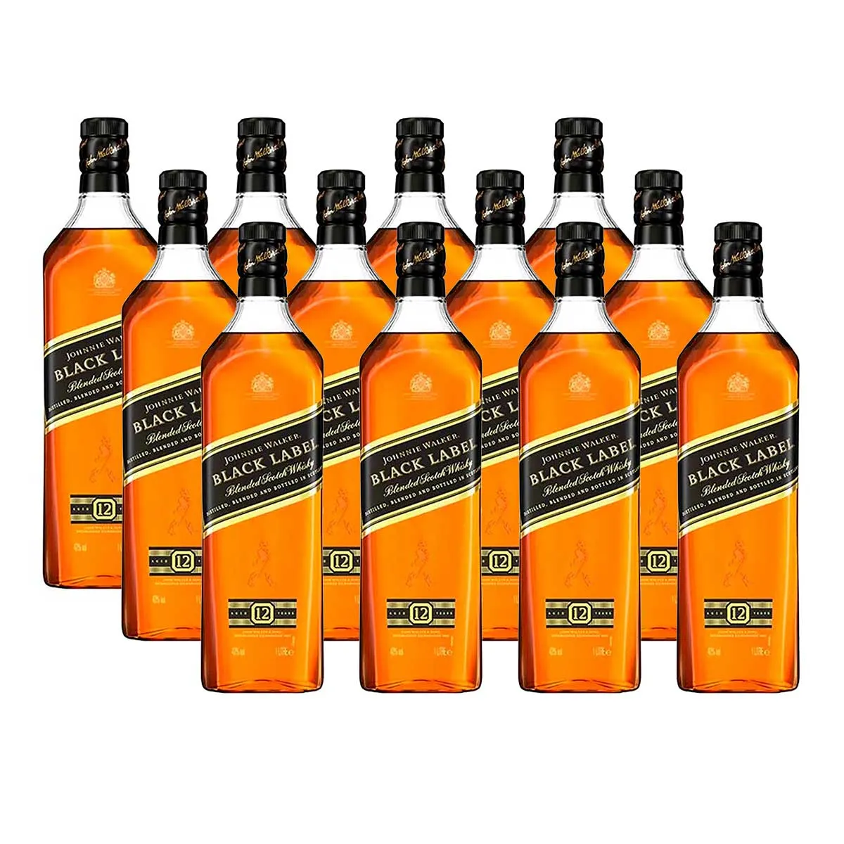 Whisky Escocs Johnnie Walker Black Label 12 Anos 1litro Caixa Com 12 Unidades