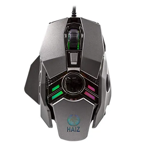 Haiz Mouse Gamer 3200dpi 7 Botes Led Rgb Base Metlica Hz-280