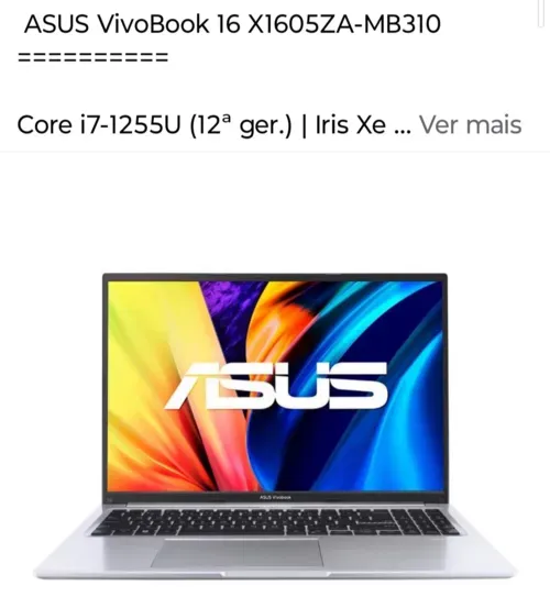 Asus Vivobook 16- Core I7 1225u