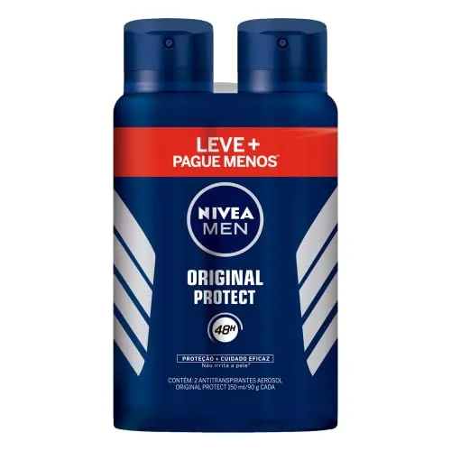 [+por- R$ ] Kit 2 Nivea Desodorantes Antitranspirante Aerosol Nivea Men Original Protect 48h 150ml