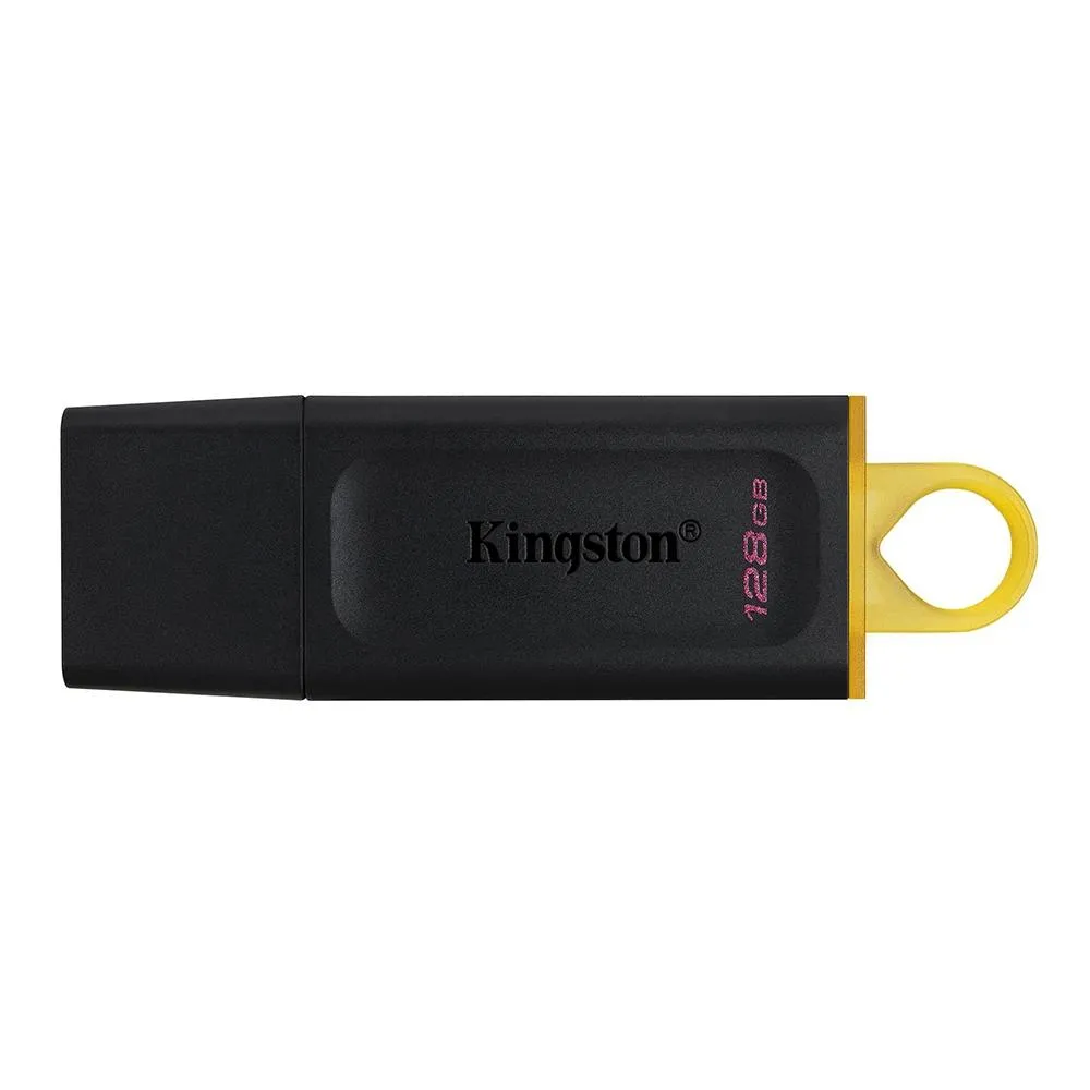 Pen Drive Datatraveler Exodia 128gb Kingston Com Conexo Usb 3.2, Preto/amarelo - Dtx/128gb