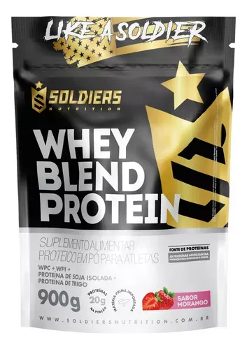 Whey Blend Protein Concentrado E Isolado - 900g - Sabor Morango - Soldiers Nutrition - R$ 58,01