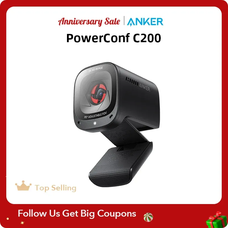 [taxa Inclusa] Webcam Anker Powerconf C200 2k Professional - Campo De Viso Ajustvel E Microfone Com Anc