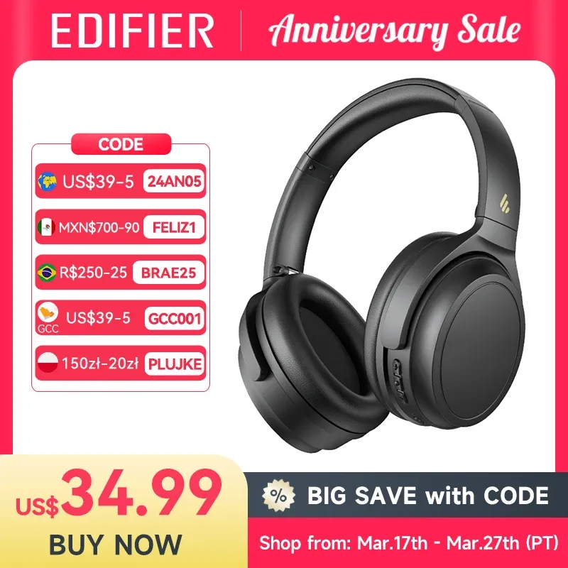 (taxa Inclusa/moeda)headphone Edifier-wh700nb Anc Com Cancelamento De Rudos Stivo, Bluetooth 5.3