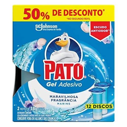 (rec) Pato Desodorizador Sanitrio Gel Adesivo Marine Refil - 12 Discos