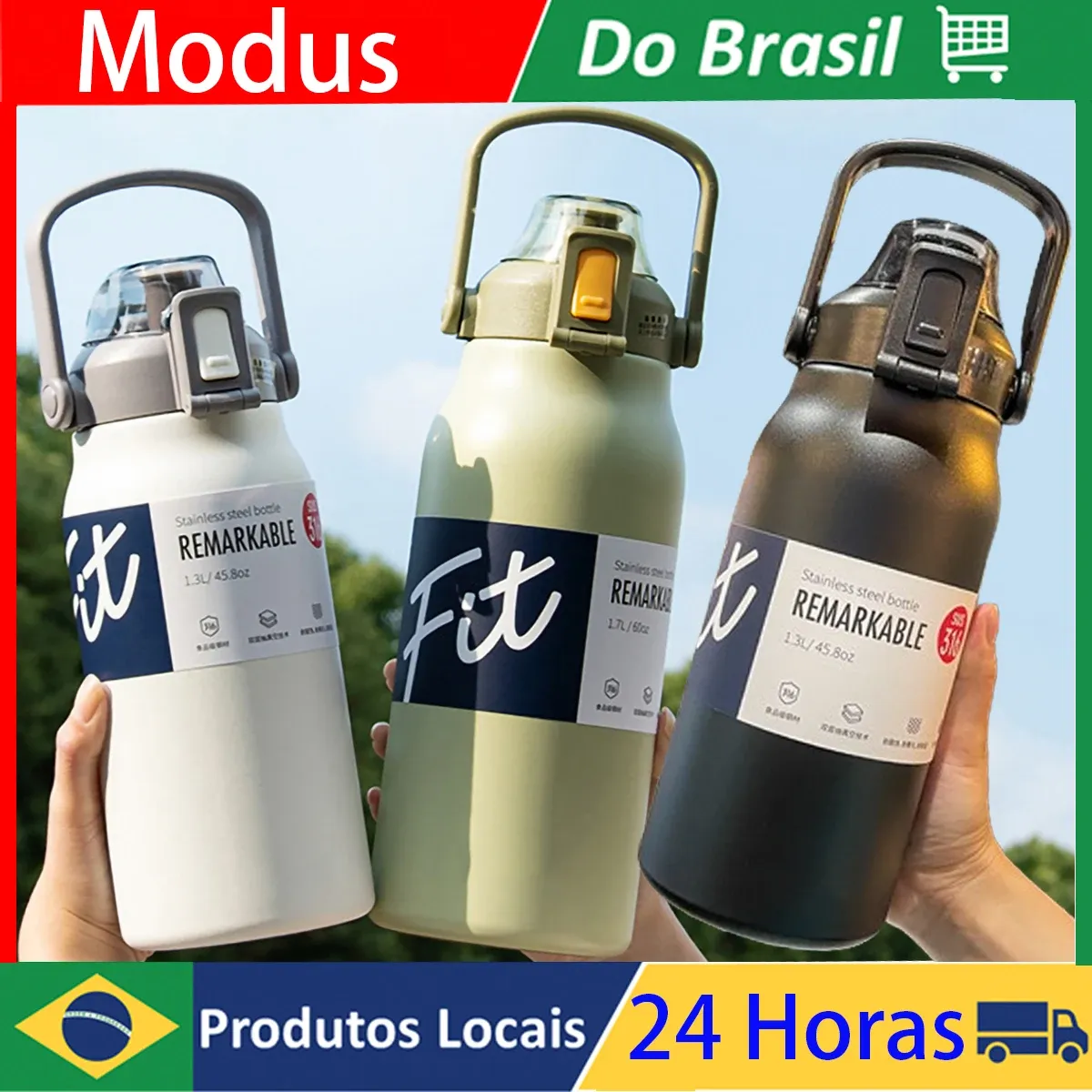 [do Brasil] Garrafa Trmica Tumbler De Viagem Vacuum Inox 1,7l Litros