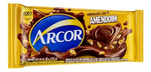 Chocolate Ao Leite Com Amendoim Arcor Barra 80g