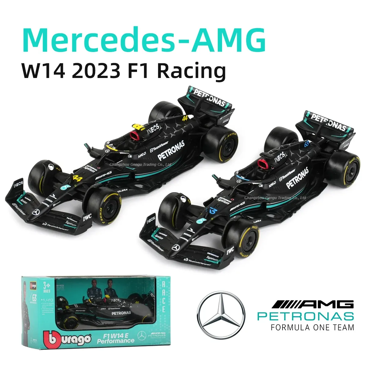 (taxa Inclusa) Miniatura Bburago Carro F1- Mercedes Amg 2023 W14, 1:43