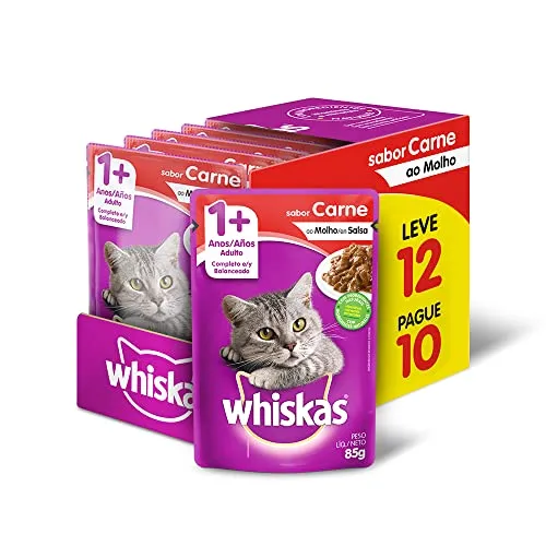 [rec] Rao mida Whiskas Sach Carne Ao Molho Para Gatos Adultos - Leve 12 Pague 10