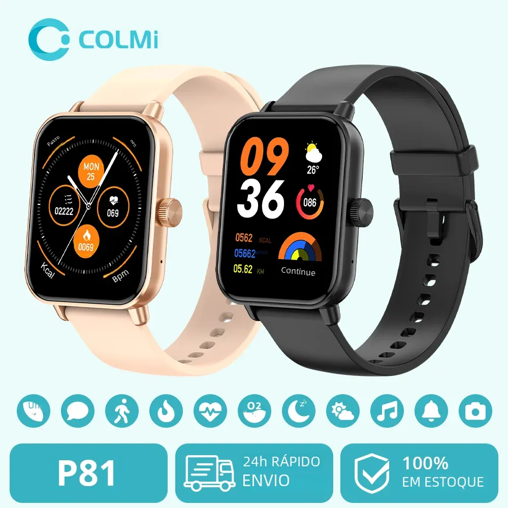 (kit 5 Unidadades - R$163)smartwatch Colmi P81 Ultra , Unissex, Chamadas Por Voz, Tela 1.9