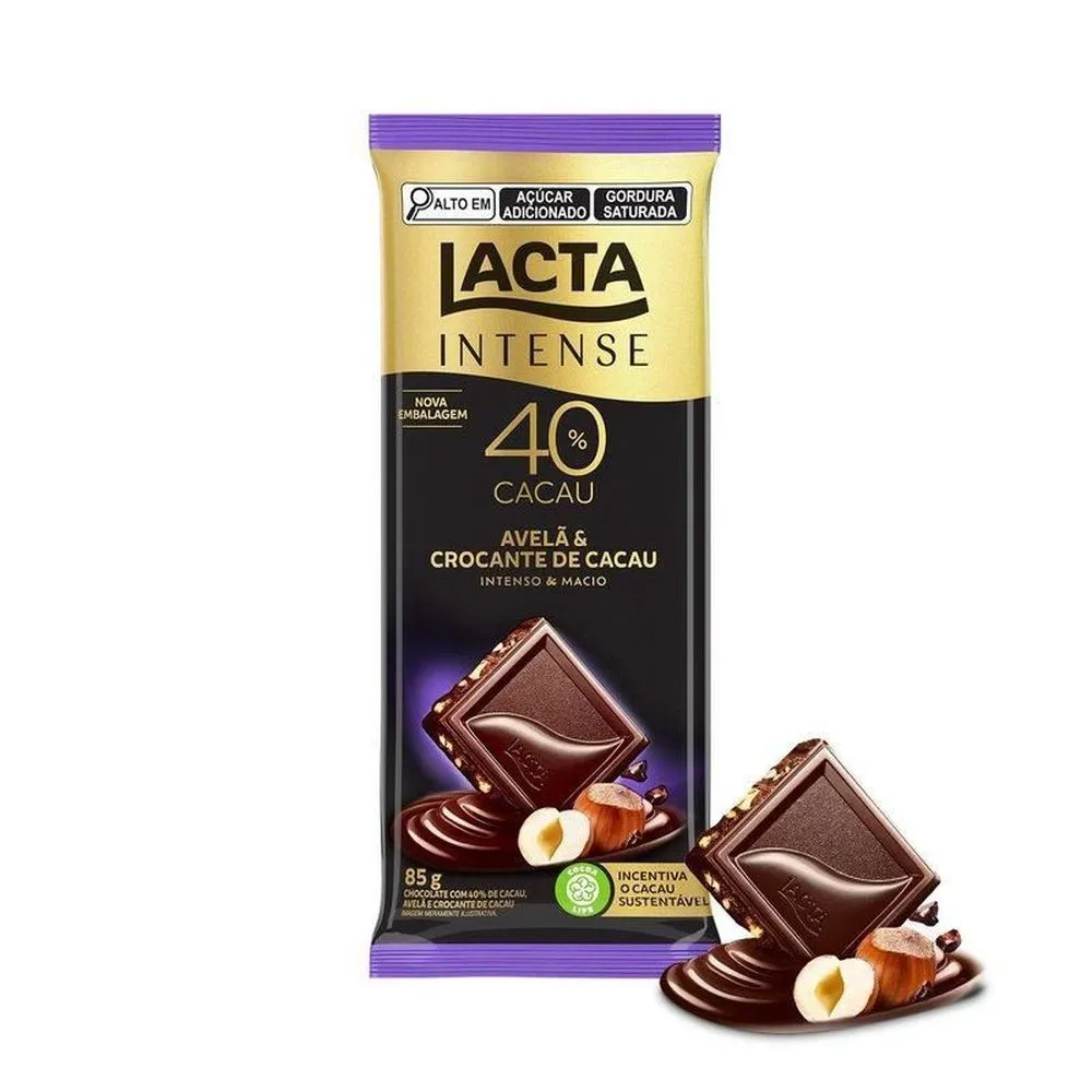 [leve 2 ] Barra De Chocolate Lacta Intense Meio Amargo 40% Cacau Avel E Crocante De Cacau 85g
