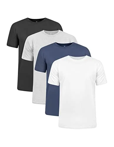 Kit 4 Camisetas 100% Algodo 30.1 Penteadas (preto, Mescla, Marinho, Branco, M)