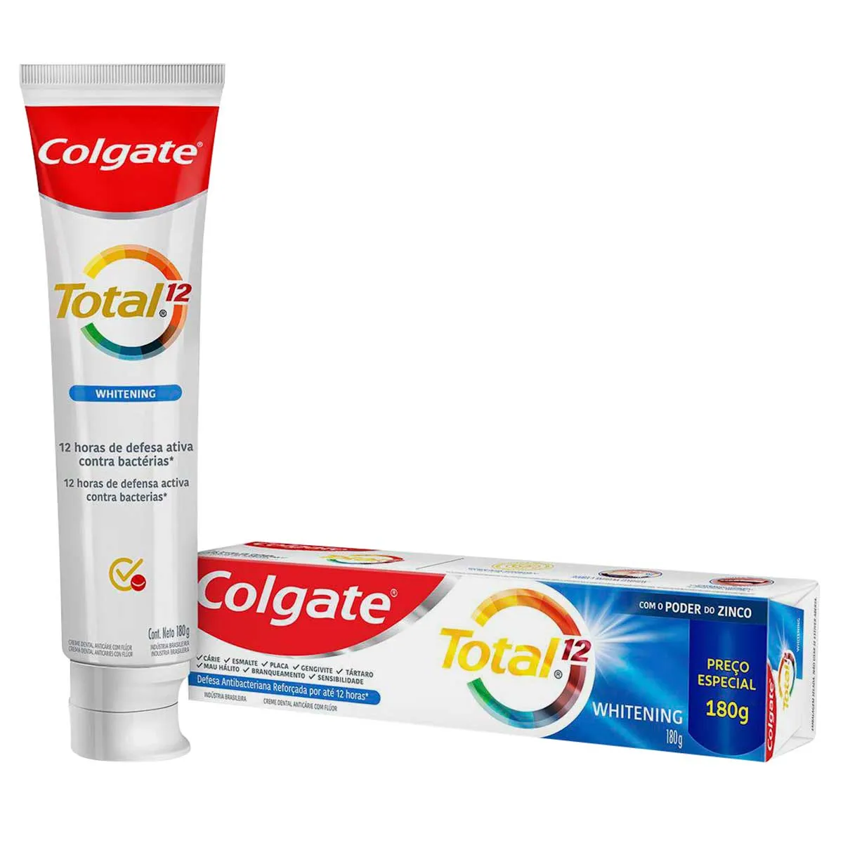 [ Regional | 60% Off 2 Unidade ] Creme Dental Colgate Total 12 Whitening 180g