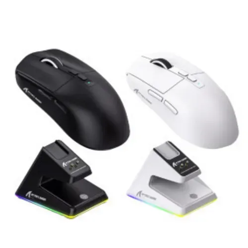 [taxa Inclusa/moedas] Mouse Gamer Attack Shark X6 Sem Fio Com Dock De Carregamento - Bluetooth E 2.4ghz, Rgb, Sensor Paw3395