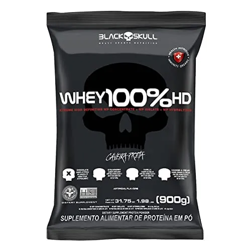 Refil Whey 100% Hd Chocolate 900g, Black Skull