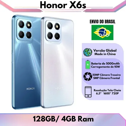 [envio Do Brasil] Smartphone Honor X6s 128gb, 4gb Ram Verso Global, 4g , Processador Helio G25 Mediatek