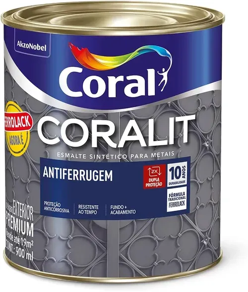 [ Prime ] Coralit Antiferrugem Cinza - Padro Ferrolack 900ml - Coral