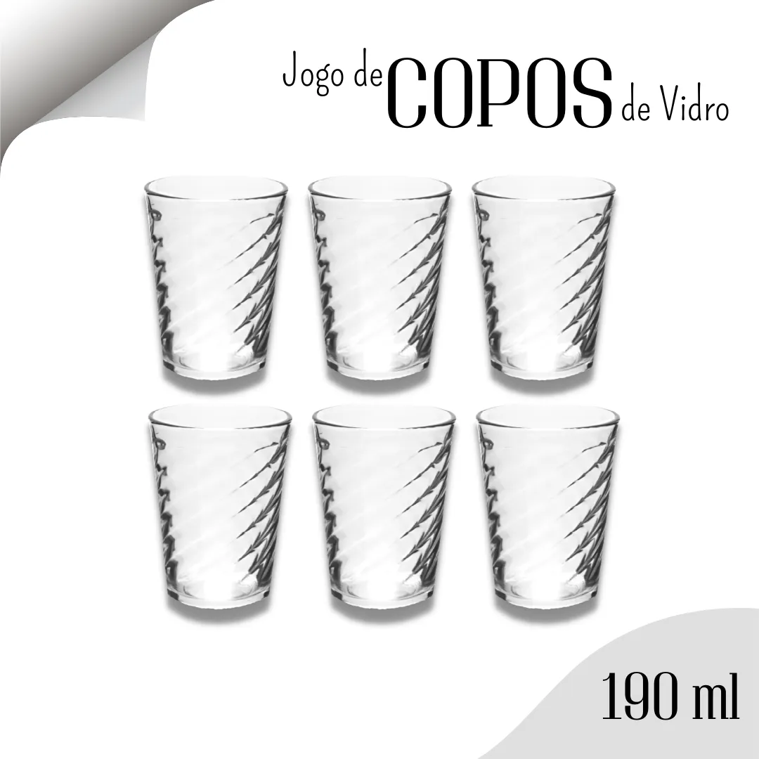 [br/moedas] Jogo De Copos De Vidro 190 Ml - Kit C/06 - Nybc
