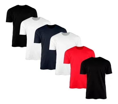 Kit 6 Camisetas Masculina Lisa Bsica 100% Algodo 02 Tamanho P E Gg