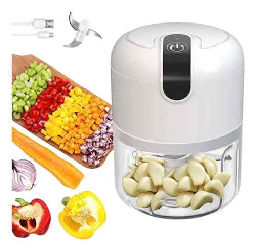 Mini Processador Alimentos Eltrico 250ml Sem Fio - Tritura Alho, Pimenta, Frutas E Legumes - Praticidade Na Cozinha Diria - Parron (branco)