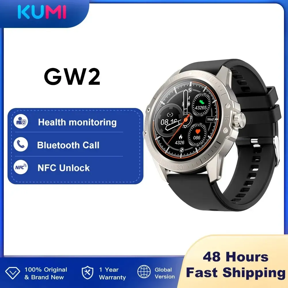 Kumi Gw2 Relgio Inteligente Com Nfc, Bluetooth 5.2, Ip68