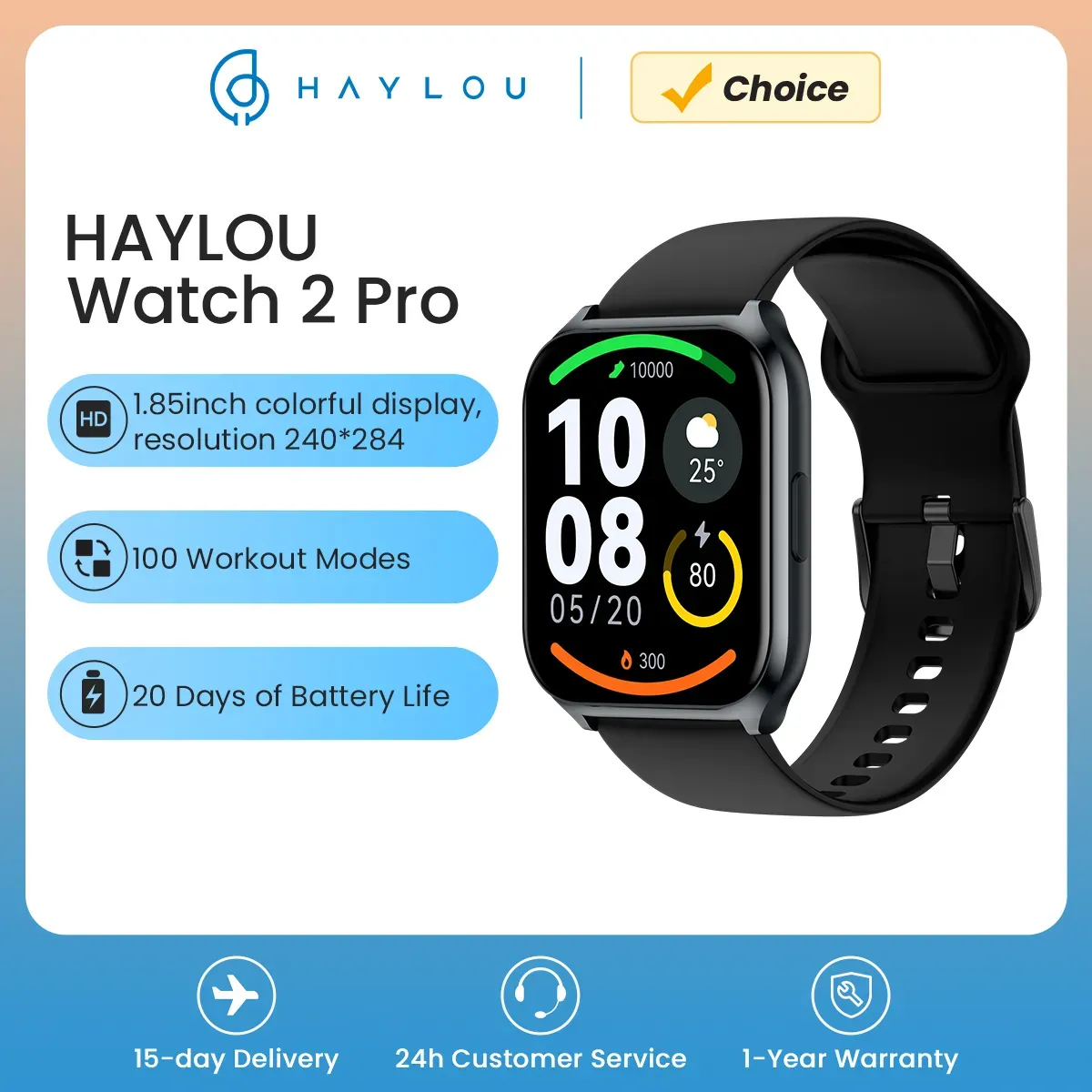 [taxas Inclusas] Haylou Ls02 Pro Smartwatch Para Homens E Mulheres, 1.85