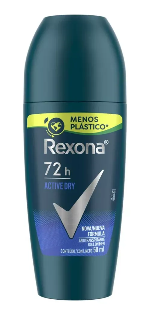 [+por- 5,95] Rexona Desodorante Antitranspirante Masculino Rollon Active Dry 50ml (a Embalagem Pode Variar)