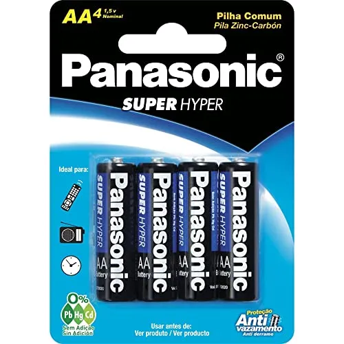Panasonic Um-3shs - Pilha Comum Aa, Tenso 1,5 Volts, Embalagem Com 4 Pilhas