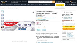 [rec/+por- R$7,49] Colgate Creme Dental Para Sensibilidade Sensitive Pro Alvio Original 110g