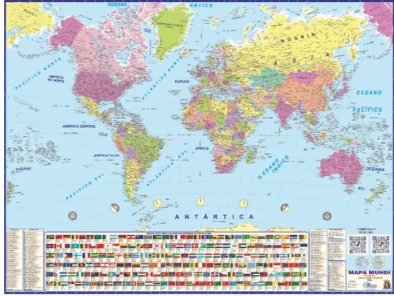 Mapa Mundi Poltico Escolar Especial Estatstico Geogrfico Atlas Poster Geografia