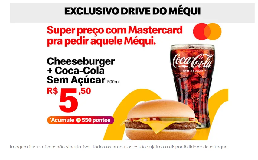 Mastercard Surpreenda | Oferta 1 Cheeseburger + 1 Coca-cola Sem Acar 500ml Por R$ 5,50