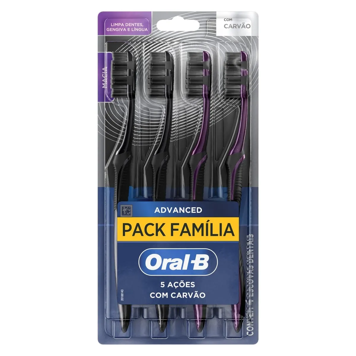 Escova Dental Oral-b 5 Aes Com Carvo Macia Advanced