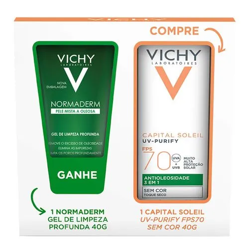 [regional] Kit Vichy Protetor Solar Facial Fps 70 Capital Soleil Uv-purify 40g + Gel De Limpeza Normaderm 40g
