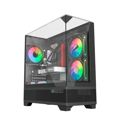 Gabinete Liketec Mahal Dark Mid Tower Vidro Temperado Usb S/fan Preto