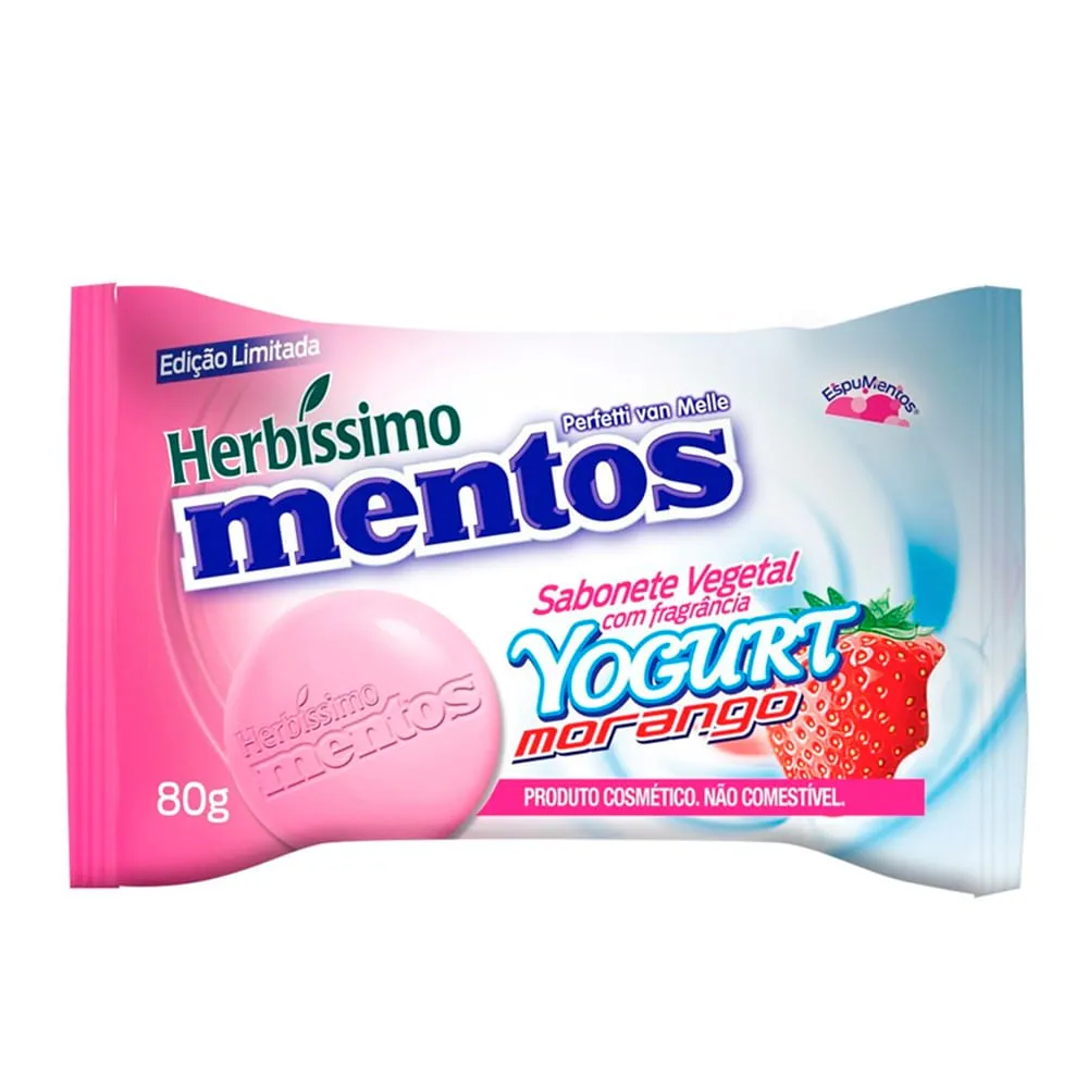 Sabonete Vegetal Herbssimo Mentos Yogurt Morango 80g