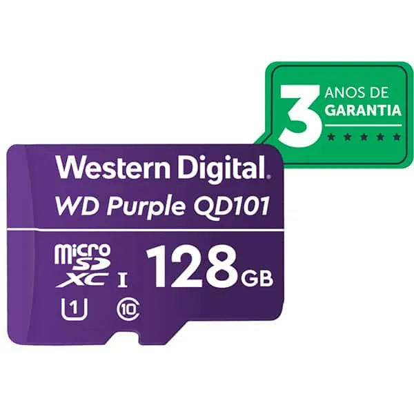 Carto De Memria Micro Sd, 128gb, 64tbw, Purple, 4600164, Western Digital - Cx 1 Un - Mdias & Drives - Kalunga