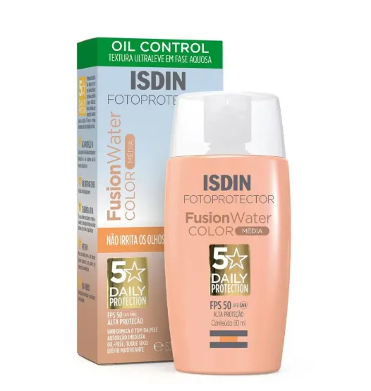 Protetor Solar Facial Isdin Fusion Water 5 Stars Color Fps 50- Cor Mdia - 50ml
