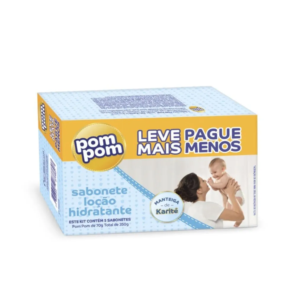 Sabonete Pom Pom Loo Hidratante 5 Unidades De 70g Cada