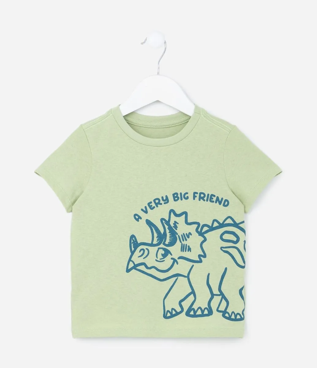 Camiseta Infantil Com Estampa De Dino - Tam 1 A 5 Anos Verde