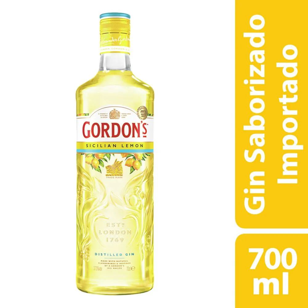 [2 Unidades R$42 Cada] Gin London Dry Sicilian Lemon Gordons 700ml