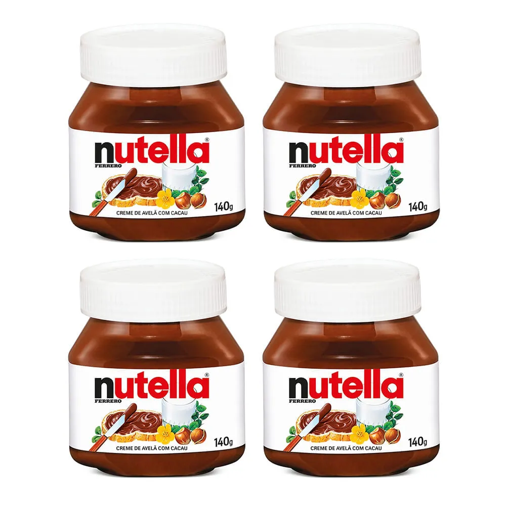 Kit 4 Creme Avel Nutella Ferrero 140g Cada
