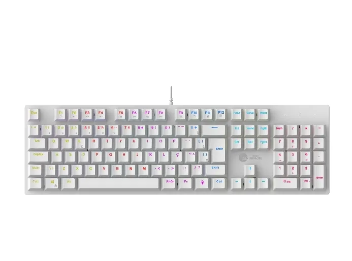 Teclado Mecnico Gamer Ninja Leap, Switch Blue, Rainbow, Abnt2, White